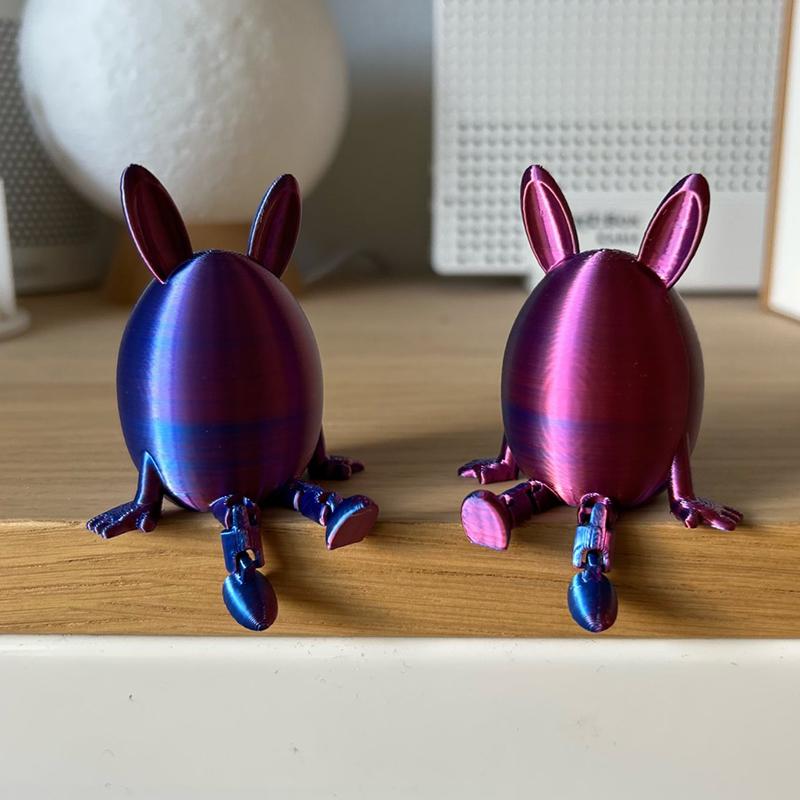 Articulated Bunny Egg Figurine Easter Decoration Movable Leg Joint Egg Statue Home Office Desktop Ornament And Gift