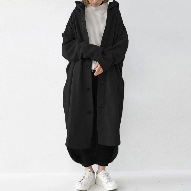 Autumn and Women's Windbreaker Coat, Women's Hooded Mid Length Coat
