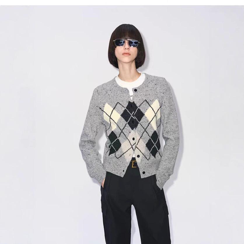 Women's Retro Fair Isle Round Neck Knit Cardigan Coat - Winter 2025 Collection