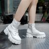 Fashion 2025 Autumn and Winter New British Style Round Toe Platform Women's Flat Mid-Cylinder Soft-Sole Boots