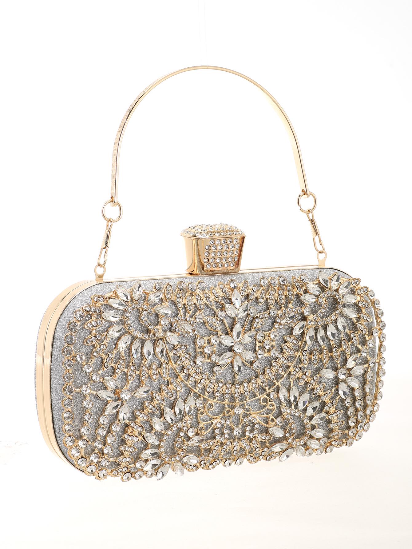 Элегантный клатч со стразами: Вечерняя сумочка-клатч из сплава серебряный