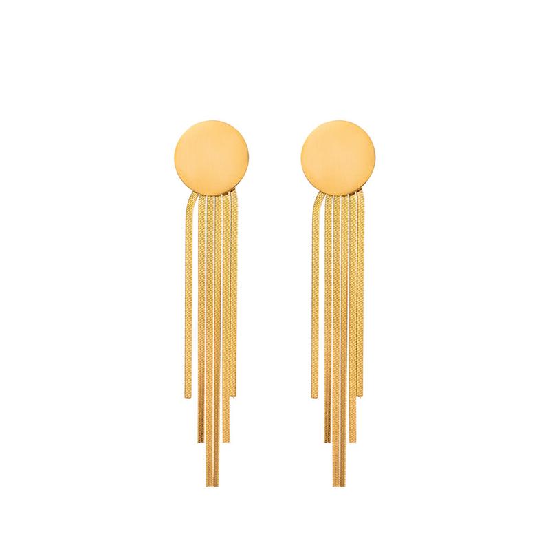 316L Stainless Steel New Fashion Fine Jewelry Metal Modern Punk Round Tassel Stud Earrings For Women