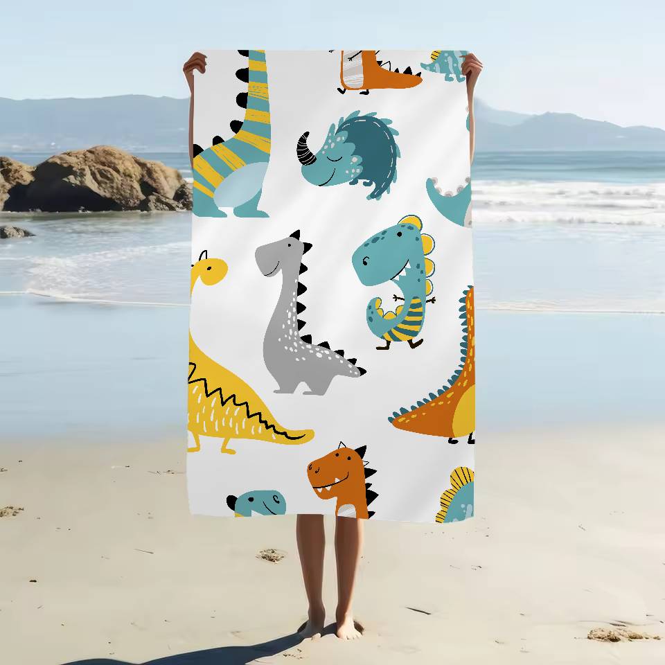 Cartoon Animal Dinosaur Print Cartoon Beach Towel Cute Kawaii Room Decor Bath Girls Children Hand Towels For Bathroom Shower