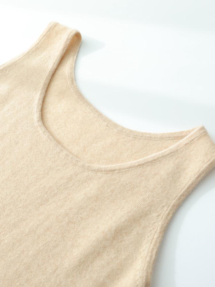 Women's Cashmere Knit U-Neck Vest - Autumn/Winter Style, Wide Shoulder Strappy Base Layer, Versatile and Simple.