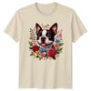 Floral Boston Terrier Puppy Dog In TShirt Boston Terrier Dog Birthday