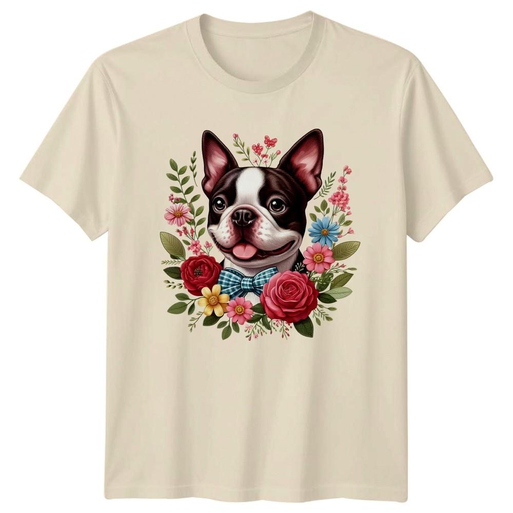Floral Boston Terrier Puppy Dog In TShirt Boston Terrier Dog Birthday