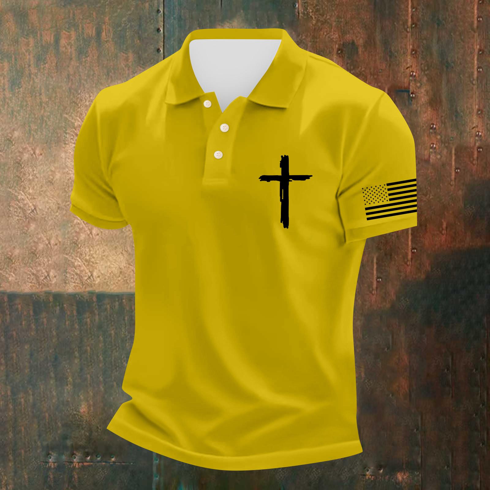 Men s Casual Independence Day Printed Neck Short Sleeve T-Shirt XL жёлтый 1800₽