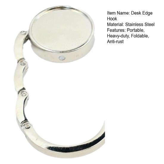 Foldable Bag Hook for Table Portable Desk Edge Hook Stainless Steel Purse Hanger Handbag Hook for Office Desk Outdoor Camping