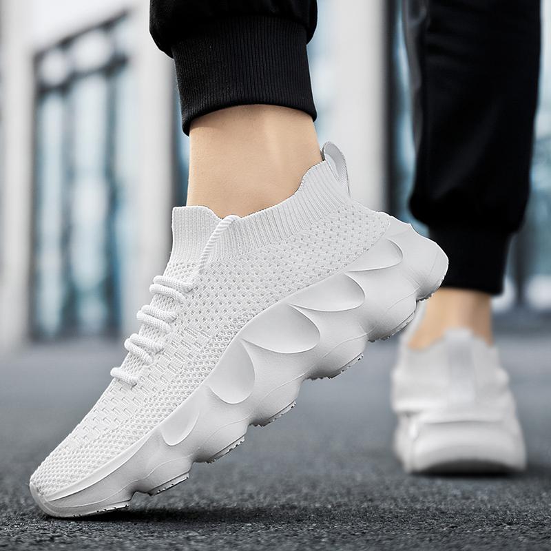 Summer coconut shoes men breathable flying woven sneakers casual travel shoes 48 large size lace-up sock shoes fashion