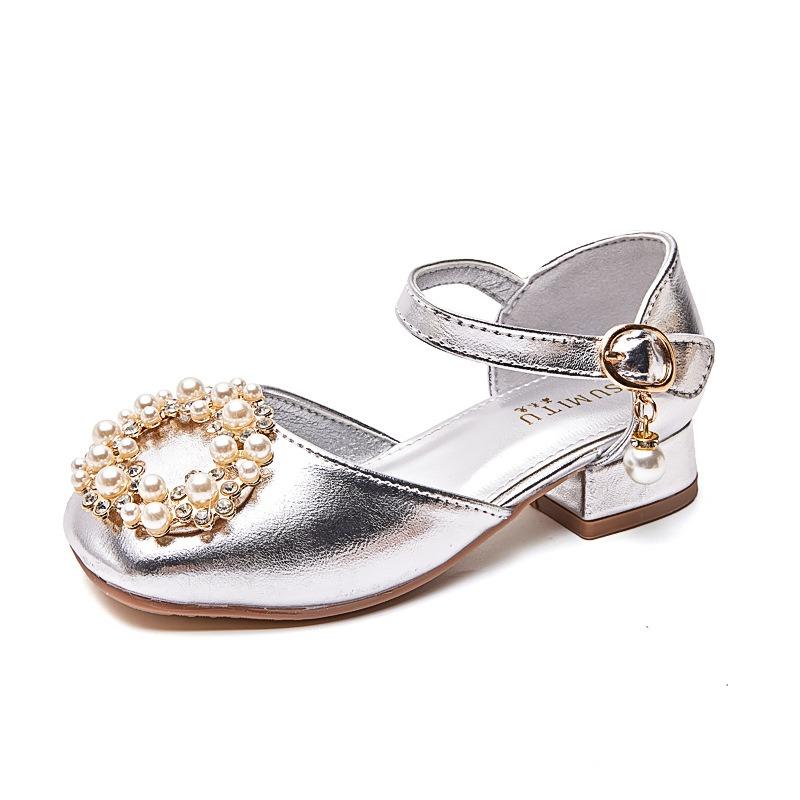 Summer Girls Closed-Toe Princess Sandals, Soft Sole Low Heel Performance Dress Shoes