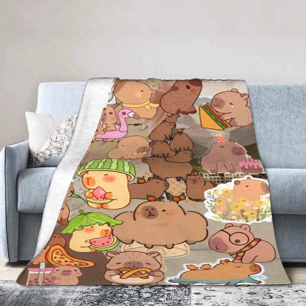 Cute Capybara Blanket  Fuzzy Throw Blankets Bedroom Sofa Decoration Soft Warm Bedspreads