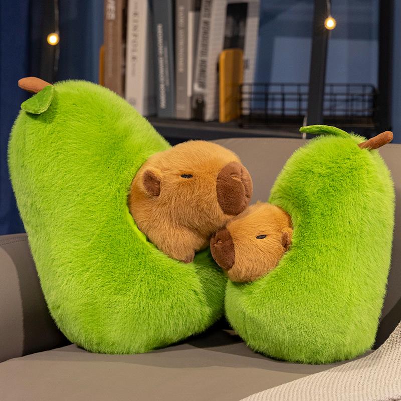 Avocado Capybara Doll Stuffed Plush Toys Plush Filled Animal Fruit Capybara Throw Pillow Home Sofa Bedroom Cushion Gifts