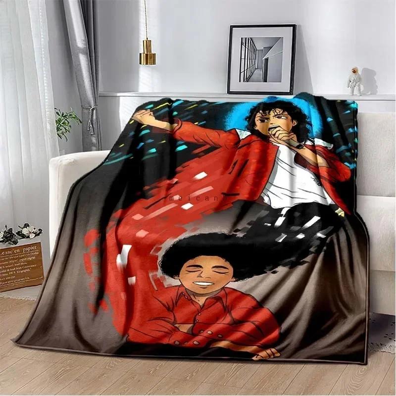 Custom Pop Music Michael J-Jackson Printed Flannel Blanket , Warm Soft Cozy Blanket Flannel Livingroom Home Decor Birthday Gi