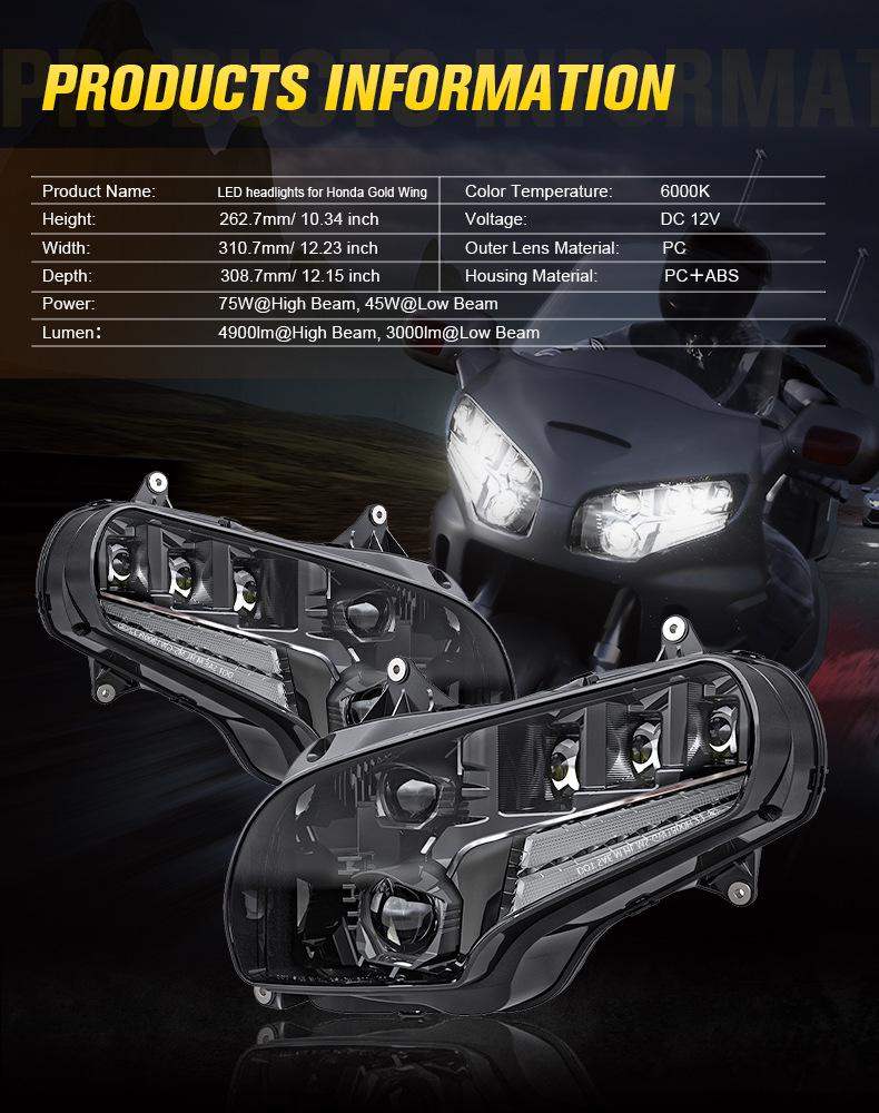 Compatible LED Headlight Assembly for 01-17 Honda Gold Wing: Premium Modification Option