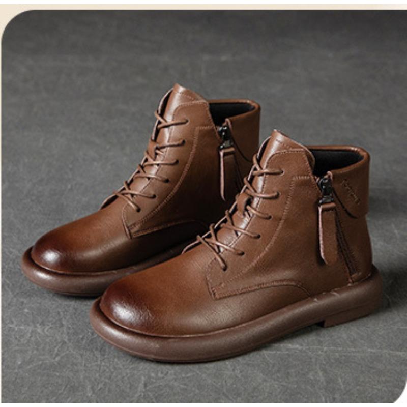 Plus-size Boots Women's Soft-soled Ankle Boots Flat Single Boots Rubber-soled Retro Low-top Shoes