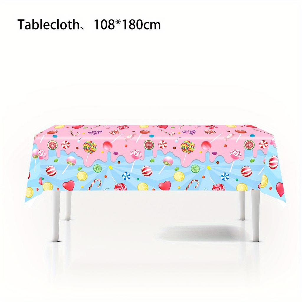 1 Piece of Colorful Candy Themed Disposable Tablecloth