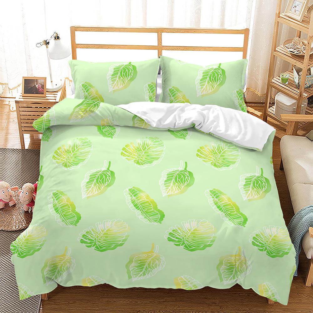 Bedding Three-Piece Set Quilt Cover Pillowcase 3D Digital Printing Plant Leaf Fruit Kit