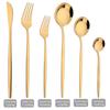 36Pcs Pink Gold Dinnerware Cutlery Set Western Knife Dessert Forks Spoon Flatware Stainless Steel Silverware Kitchen Tableware