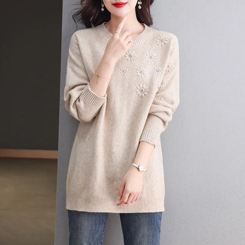 

Свитер для женщин осень зима утолщенный пуловер теплый вязаный свитер длинный рукав джемпер свитер оверсайз топы XXL