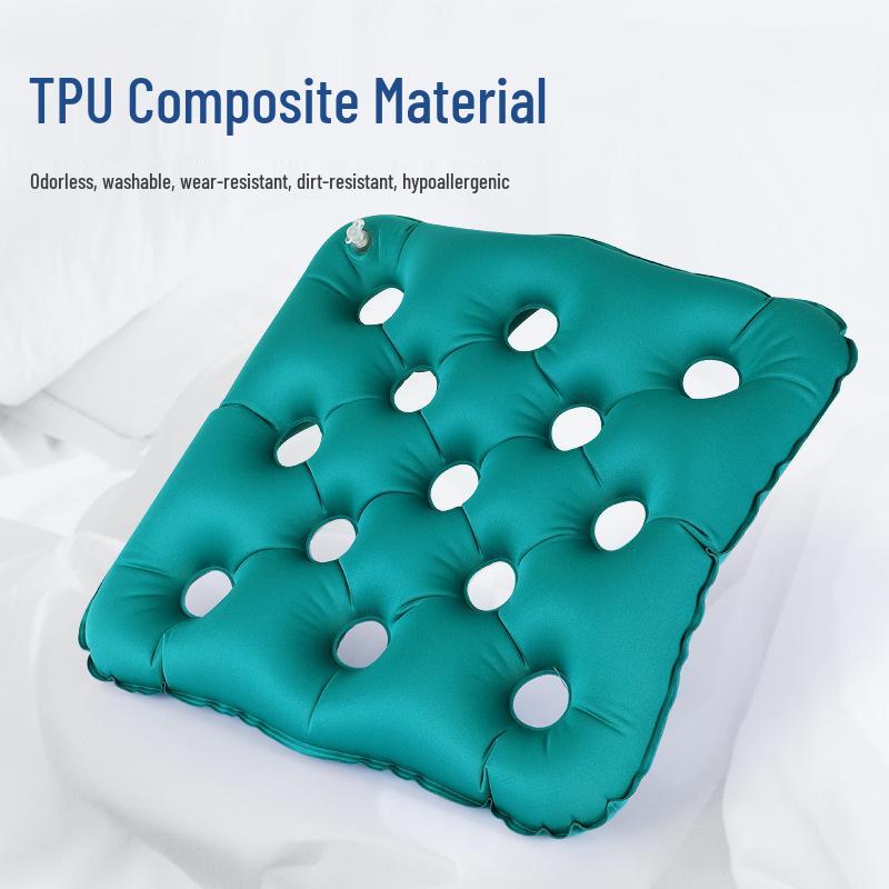 Inflatable Round Seat Cushion, Anti-Bedsore PVC Air Cushion, Light Blue