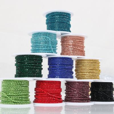 10 Yards Elektrophorese Krallenkette Farbige Diamantenkette DIY Kleidung Maniküre Strasskette Handyhülle Hochzeitsschmuck Zubehör