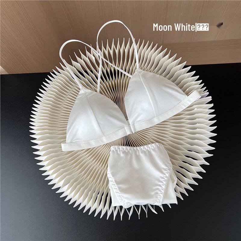 

Атласный французский бюстгальтер пуш-ап с треугольными чашками для женщин - Маленькая грудь, Застежка спереди, Тонкая сглаживающая спинку, Сексуальные бретели. L