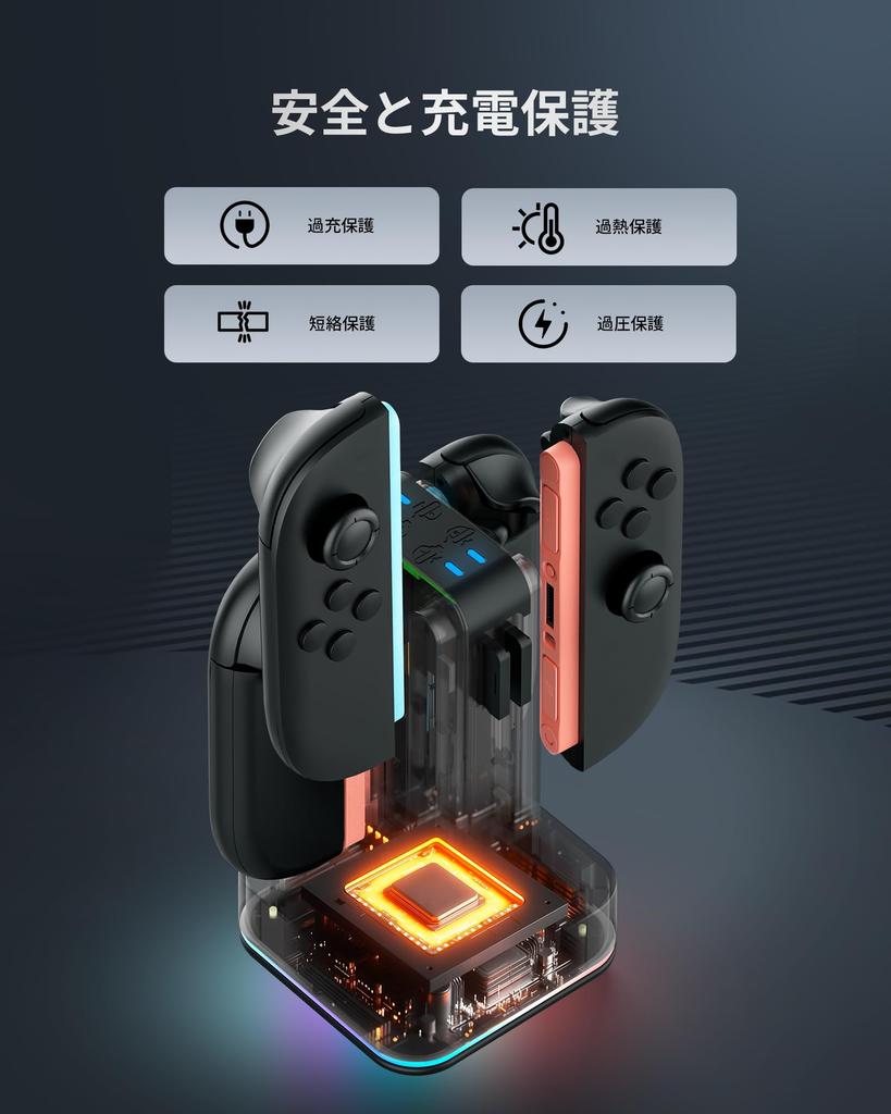 for TRANSNOVO Switch 2 Charging Controller Dock for Switch Fast Simultaneous Holds 8 Game Features 9 RGB LED Ideal for and TV Includes Japanese