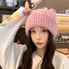 V standard flanged cute knitted hat double corner jacquard hat fashionable and elegant decorative hat solid color wool hat