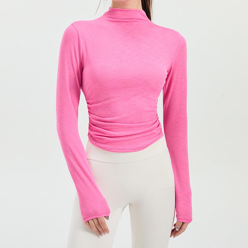 

Стильный утягивающий топ с длинным рукавом и полуводолазкой для занятий йогой и бега Medium