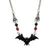 Bat Pendant Necklace Gothic Alloy Jewelry with Adjustable Chain and Faceted Bead Detail for Daily Wear Halloween Cosplay