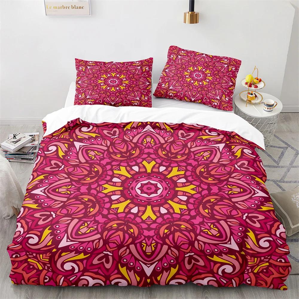 Comforter Bohemian Mandala King Queen Boho Style Lotus Bedding Set For Teens Adults Exotic Tribe 2/3Pcs Polyester