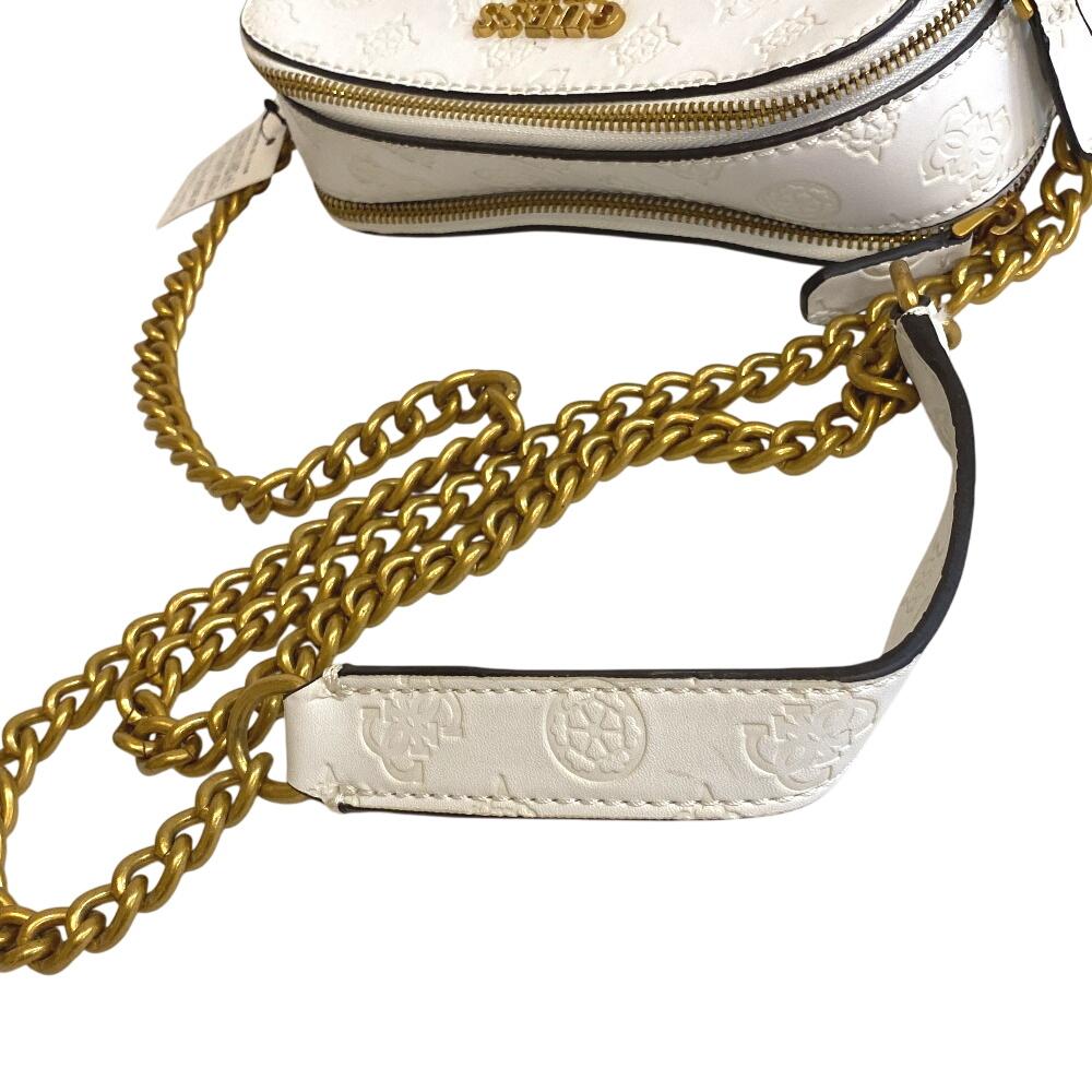 Guess Compact Leather NOELLE Crossbody Camera Body Bag White Leather Women Used
