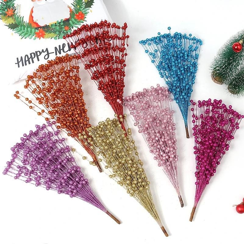 40cm Christmas Decoration Artificial Flowers Glitter Berry Xmas Tree Ornaments for Home Decor Navidad New Year Party Supplies