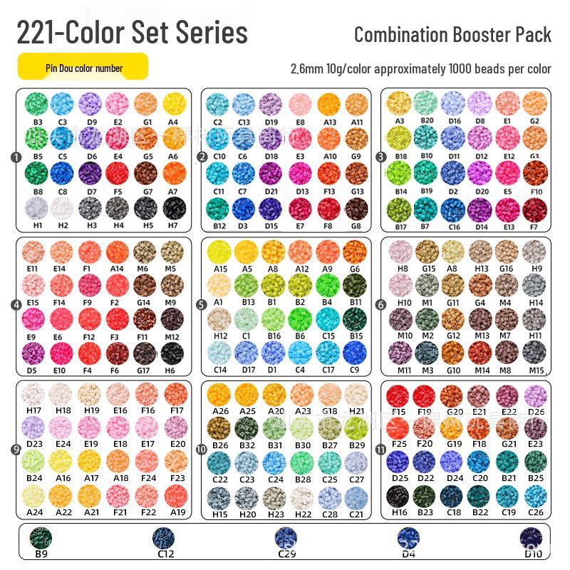 Small Bead Refill Pack: Fusion 2.6mm High Quality Beads, COCO House, 221 Colors Full Set.