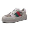 Leather mesh board shoes breathable women's single shoes 2025 spring and summer new thick-soled versatile sports and leisure shoes retro shoes