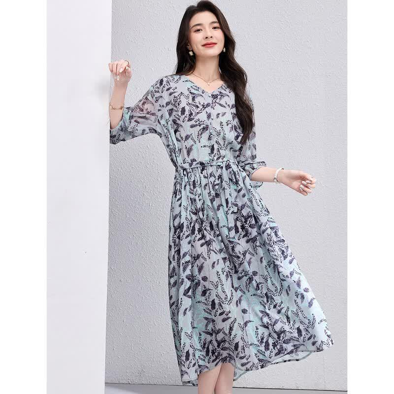 ORIGIN Women s Floral V-Neck Midi Dress XL