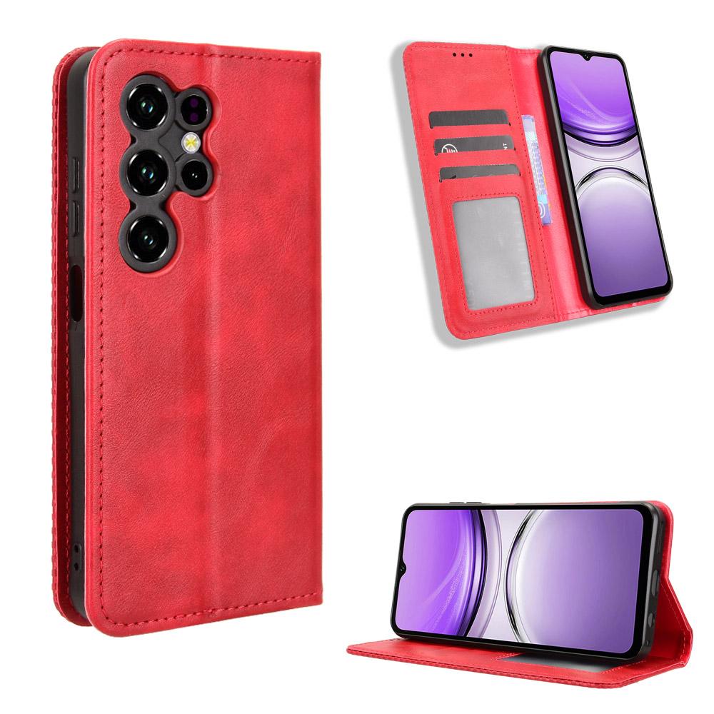 For Oukitel C2 Leather Case Wallet Stand Retro Texture Phone Cover