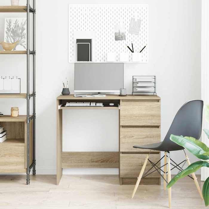 VidaXL Desk Sonoma Oak 90x45x76 Cm Chipboard 801376