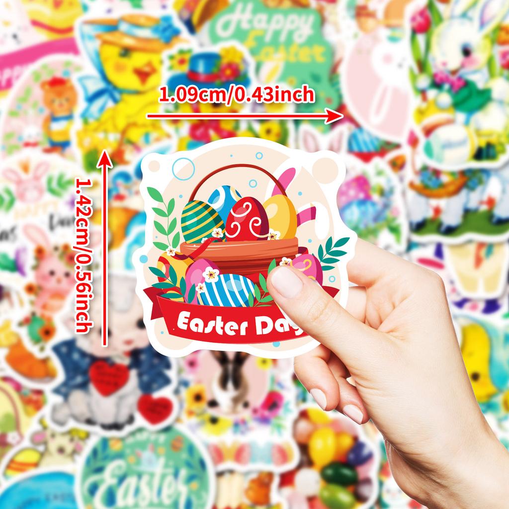 50 Easter Series Cartoon Bunny Eggs Graffiti Stickers Diy Water Cup Flat