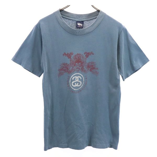 STUSSY 90s Made in USA Navy Tag Print Short sleeve T-shirt S Bluish Men's Used