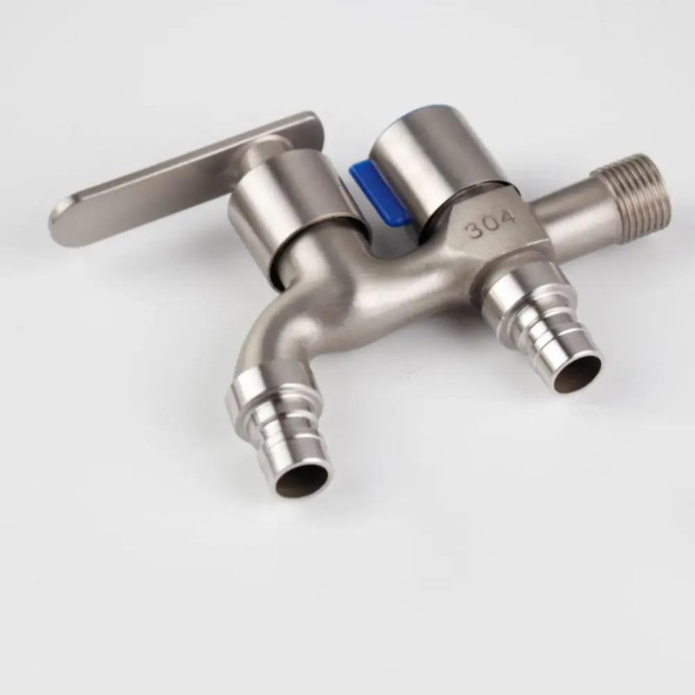Eins-rein-zwei-raus Doppel-Wasserauslaufhahn Zweiwasser Edelstahl Moppbecken Wasserhahn Wasserschalter Außengarten Auslaufhahn
