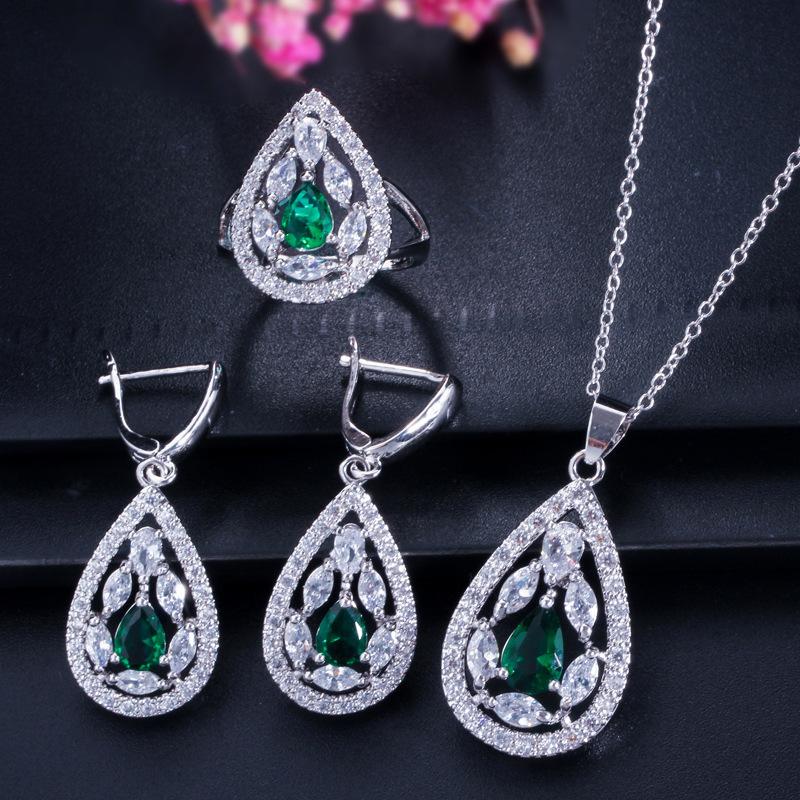Bride, Jewel Drop Necklace, Earrings, Ring Set Chains, Jewelry, Dress Accessories For Dinner Parties