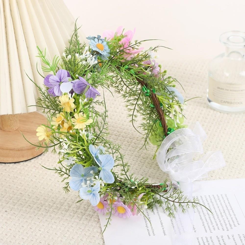 Artificial Bridal Flower Headband Pink Bridal Hair Accessory New Floral Hair Hoop Bridal Ceremony