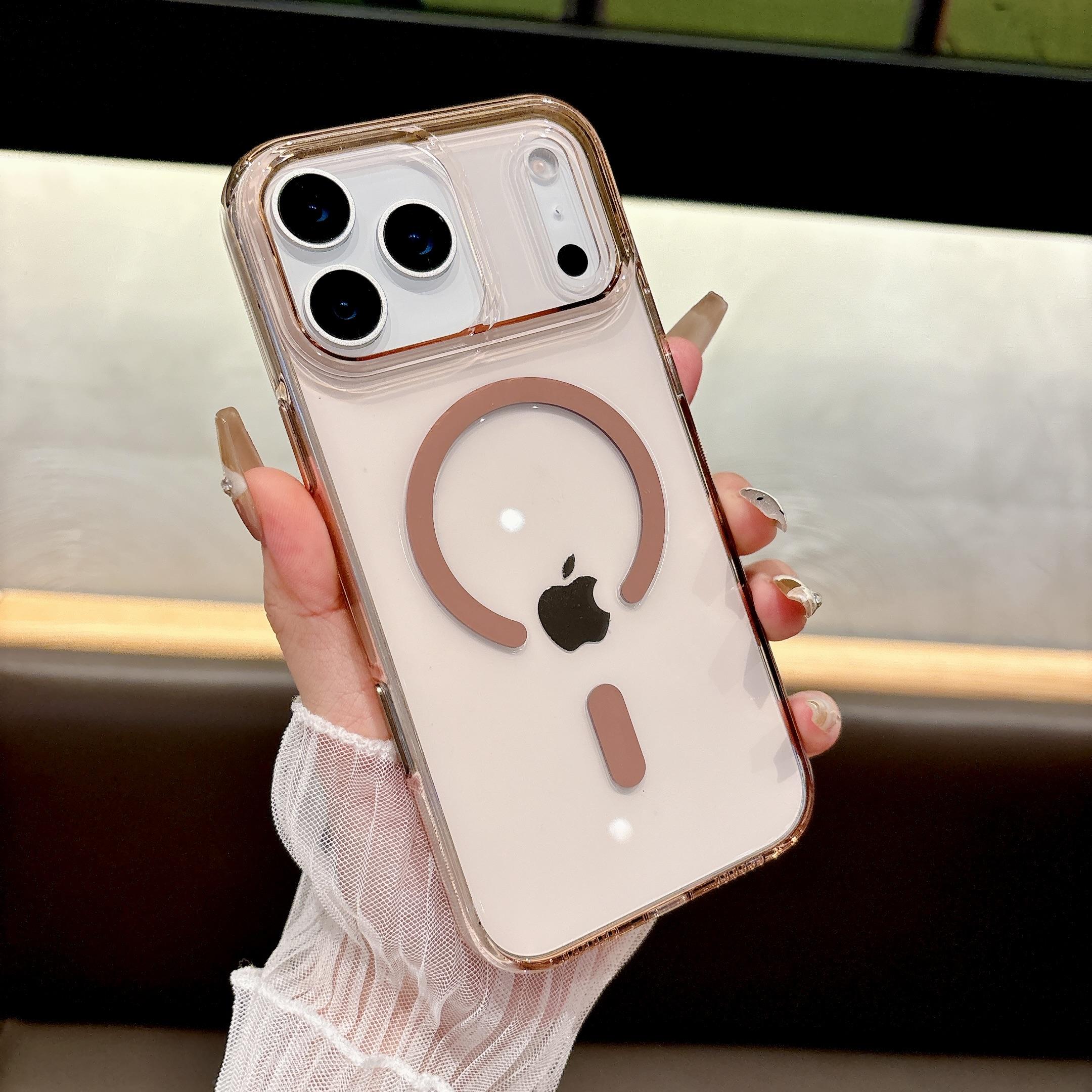 

Trendy Acrylic Colorful Clear Magnetic Case For iPhone 17 Air AI Camera Button 16 15 14 Pro Max Fashion Cover Strong Protection iPhone 15