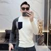 2025 Neue Herbst High-End Herren Sweatshirts Modische Marke Stitching Rundhals Slim Langarm Unterzieh-Tops