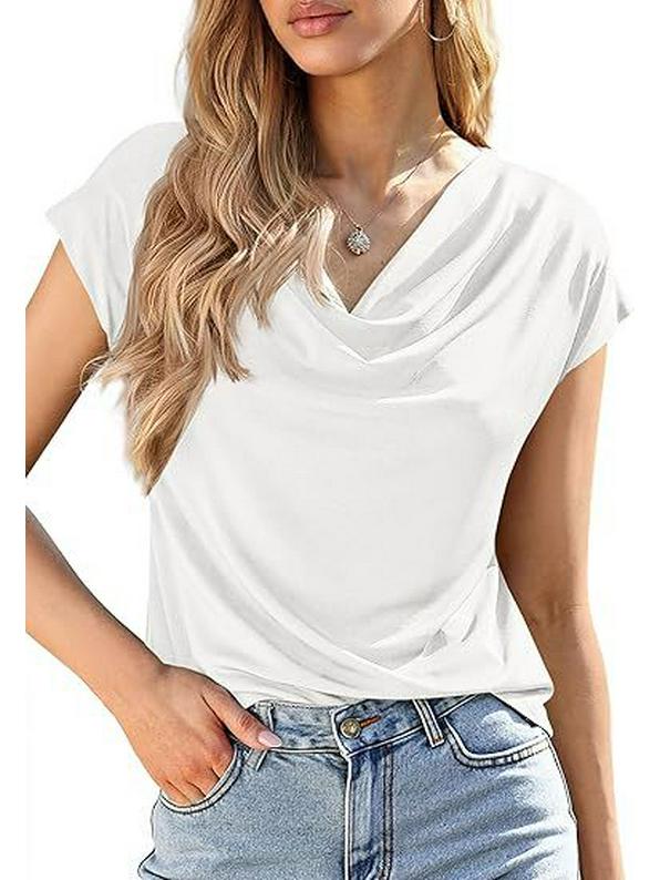 European and American Women's High Neck Summer Pullover T-shirt