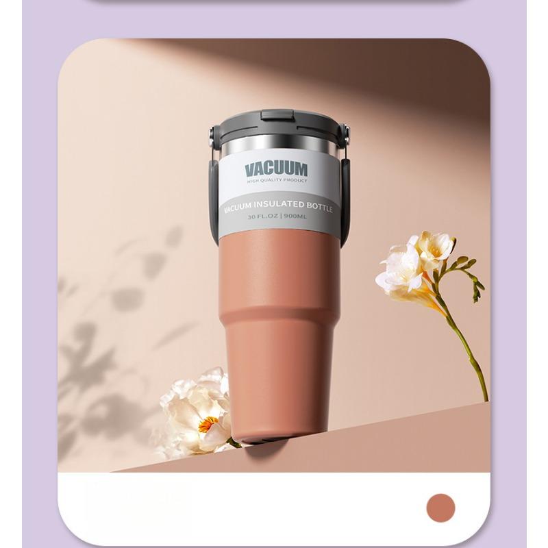 1PC Thermos Cup 30oz Car Cup Stainless Steel Car Ice Cup Portable Giant Vacuum Portable Straw Water Cup