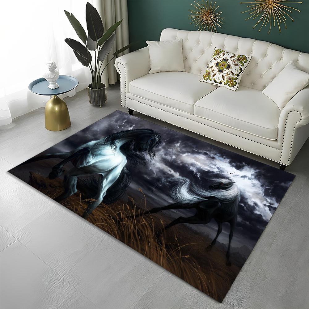 3D Animal Pentium Gallant Horse Steed Carpet Rug for Home Living Room Bedroom Sofa Doormat Decor,kid Area Rug Non-slip Floor Mat
