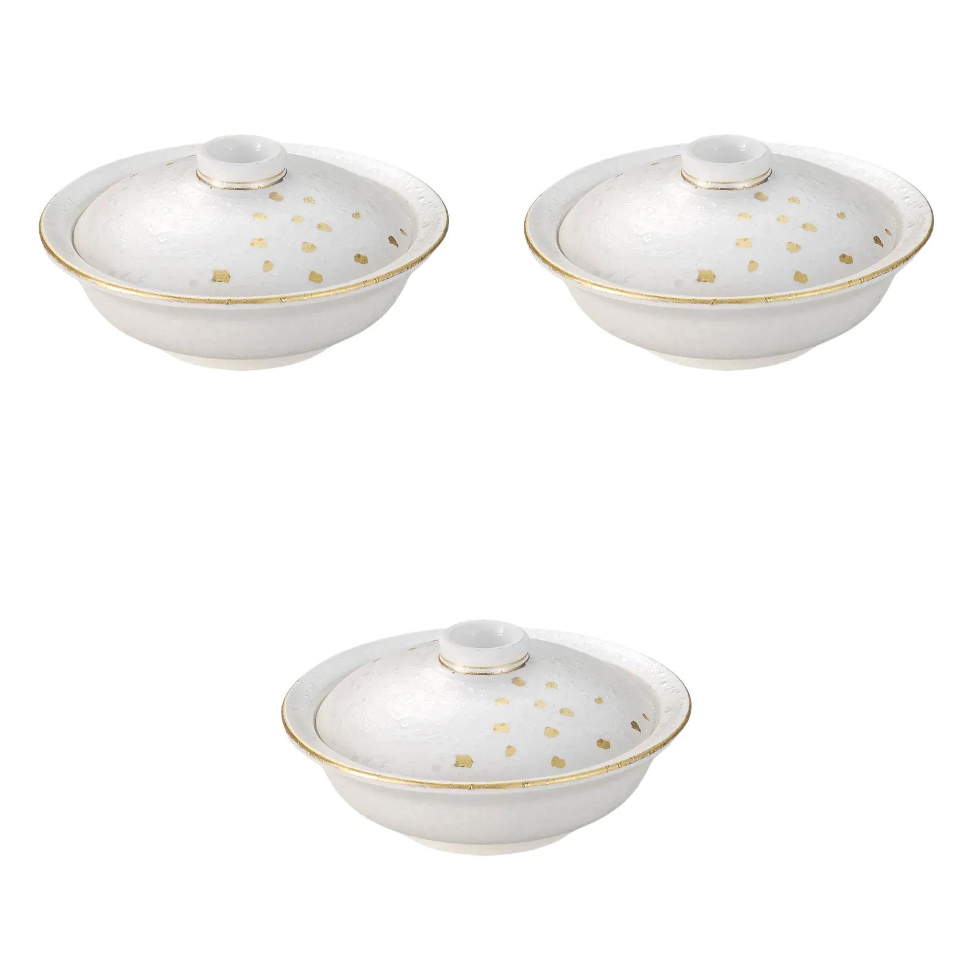 

Набор из 3 золотых крышек «Снежинка» x Плоский усиленный Setomonohonpo [15 7,5 см] Крышки, Фарфор,