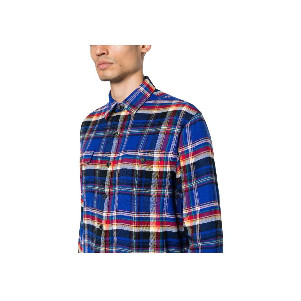 Polo Ralph Lauren Plaid Polo Collar Single-Breasted Long Sleeve Curved Hem Shirt Men Shirts Blue 710918882-001